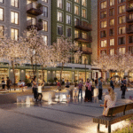 CGI of people in a public space
